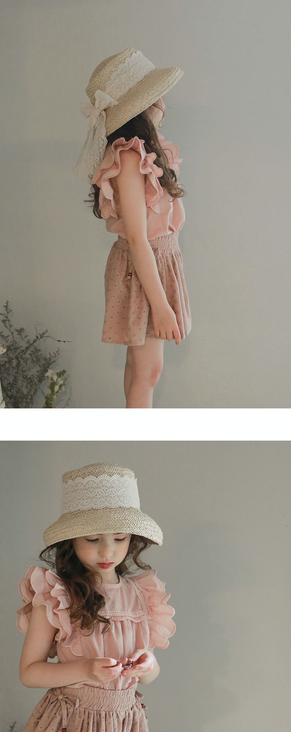 韓國 PuellaFLO - 蝴蝶狀荷葉袖上衣-藕粉