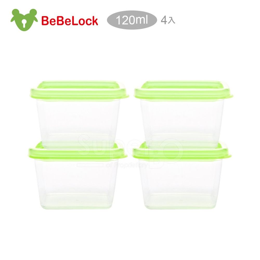 韓國BeBeLock - 吸蓋式儲存盒(4個/120ml)-綠