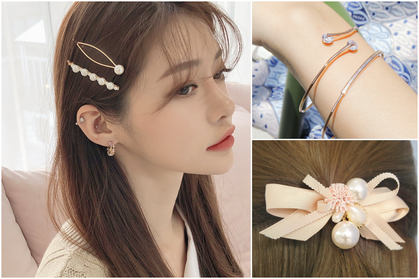 韓國 Soo&Soo - 方框珍珠髮圈