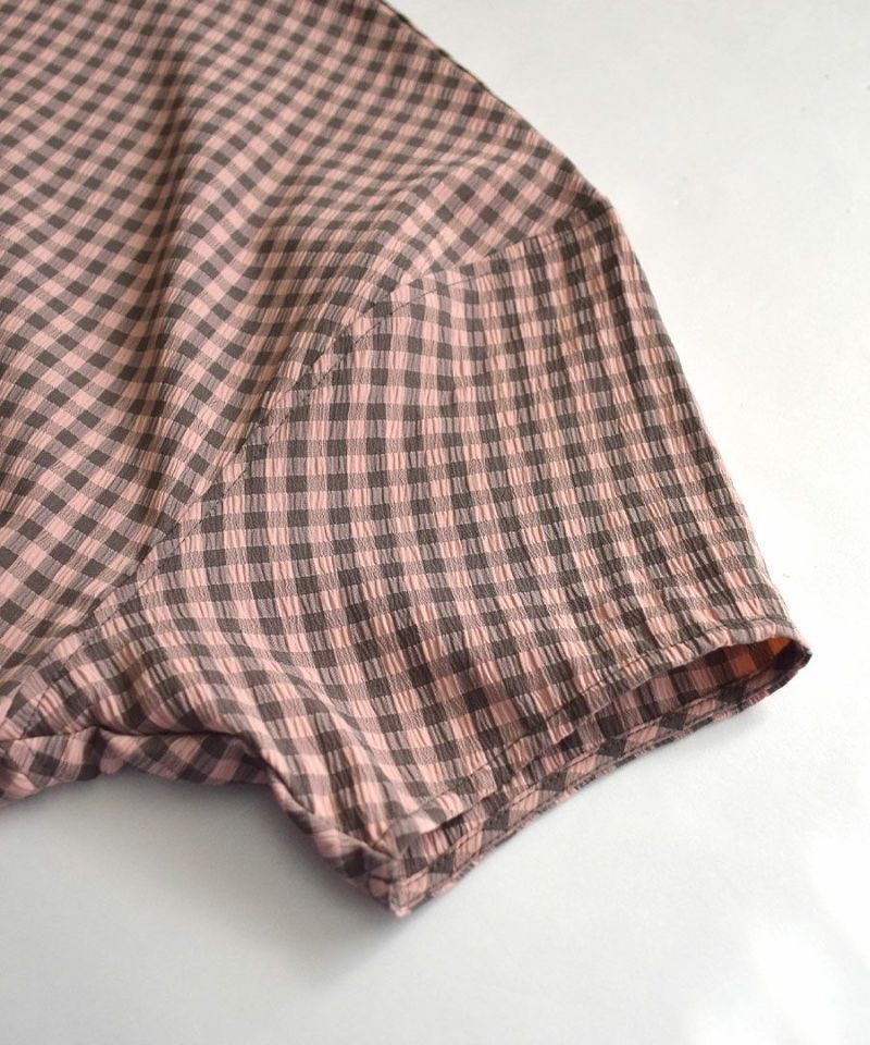 日本 zootie - 文藝復古格紋澎澎短袖上衣-黑x白