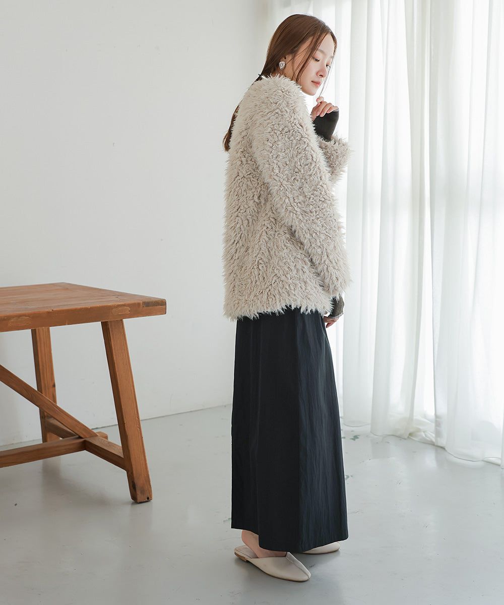 日本 Bab - 蓬鬆存在感絨毛開襟外套-淺粉紅