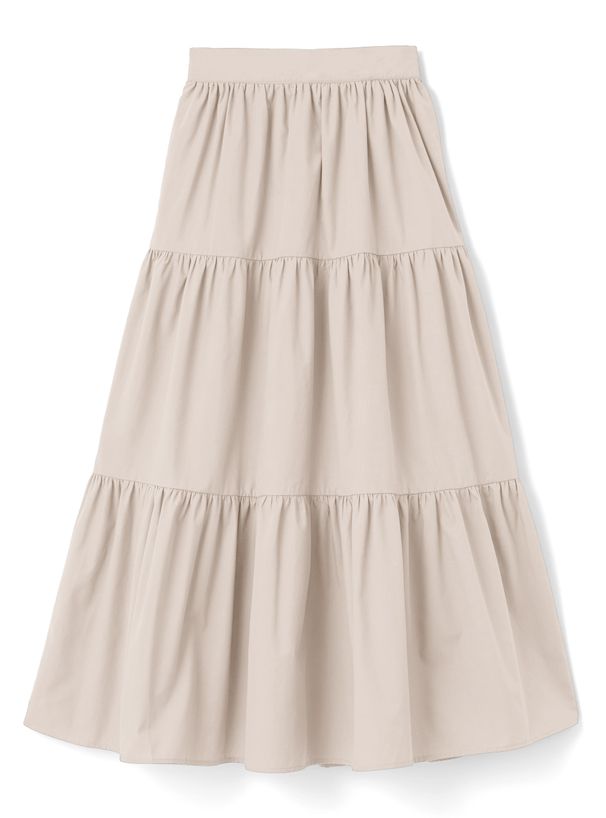 日本 GRL - 文藝百搭層次蛋糕長裙-象牙杏