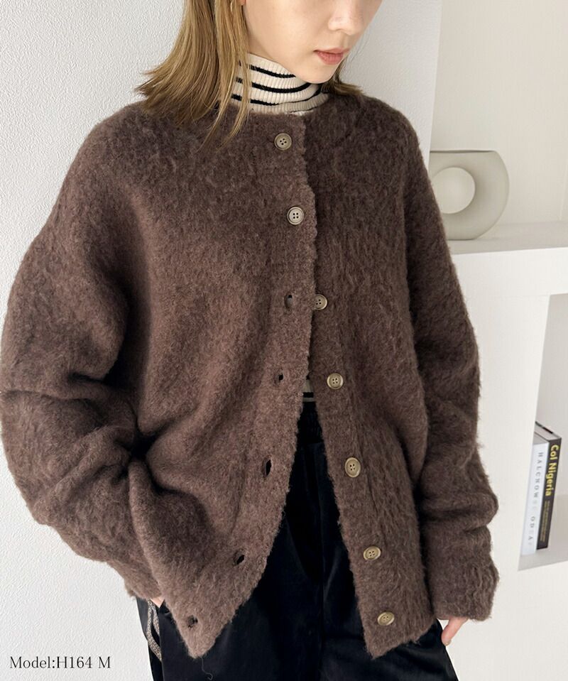 日本 Classical Elf - 2WAY輕量柔軟毛絨寬鬆針織外套-水藍