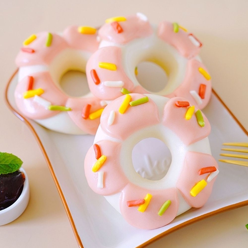 美姬饅頭 - 草莓甜甜圈鮮乳造型饅頭-6入-40g/顆