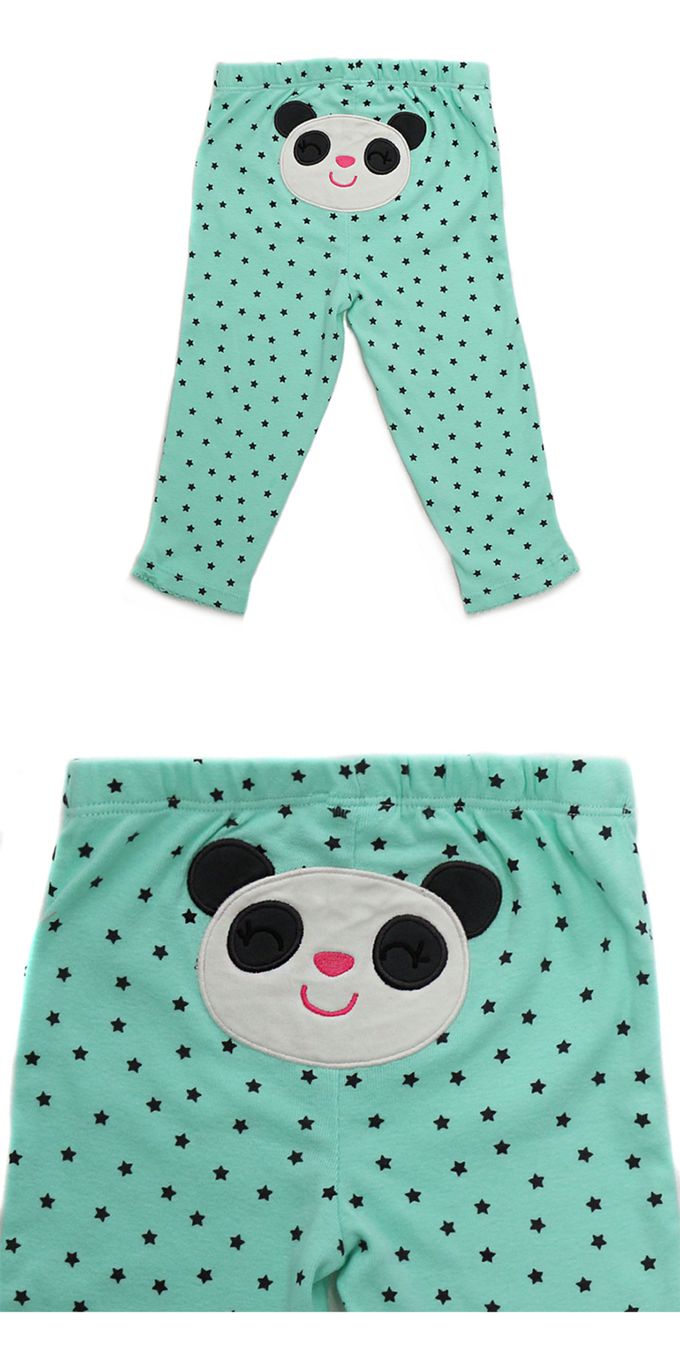 美國 Carter's - 貓熊短袖+長袖包屁衣+長褲3件組