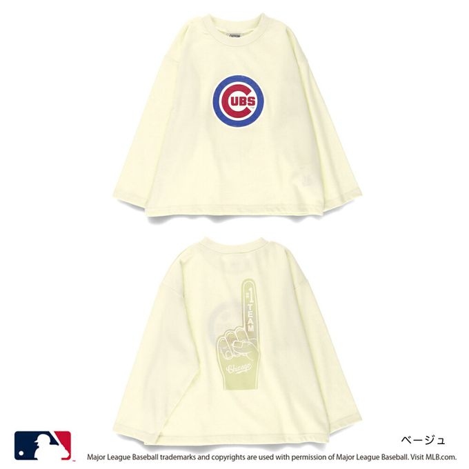 日本 BRANSHES - MLB聯名 logo印花長袖上衣-芝加哥小熊-米黃