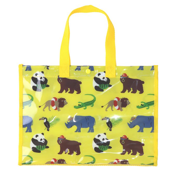 日本 ZOOLAND - 防水PVC手提袋/游泳包-化石恐龍-軍綠 (25x34cm)