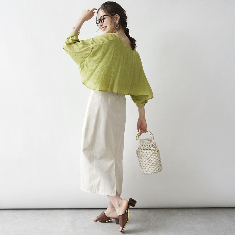 日本 Rejoule - 嫘縈混層次微透膚薄外套/襯衫-奶油杏