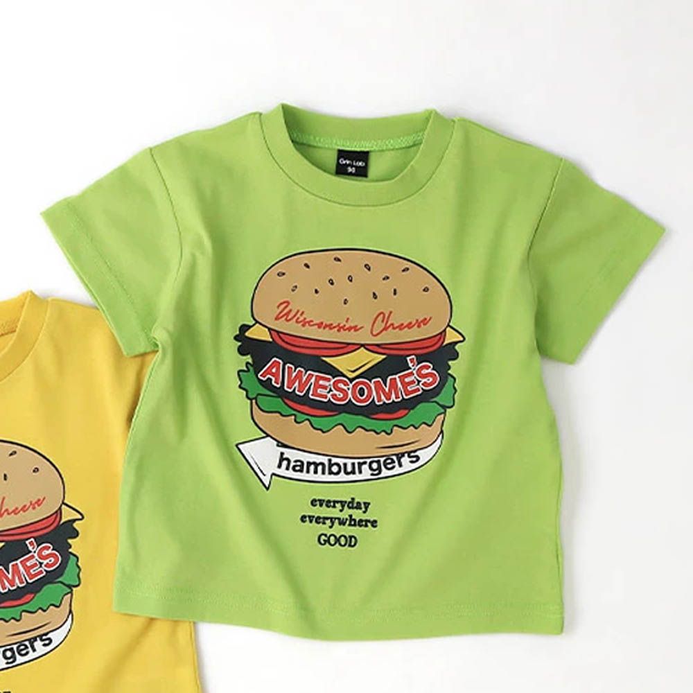 [低價]定番印花短袖上衣-漢堡-綠