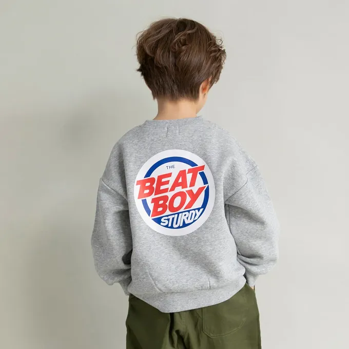 日本 BRANSHES - 裏起毛 舒適縮口長袖上衣-法鬥狗狗-海軍藍