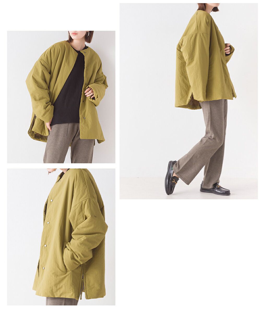 日本 OMNES - [撥水加工] 休閒百搭鋪棉外套-淺軍綠