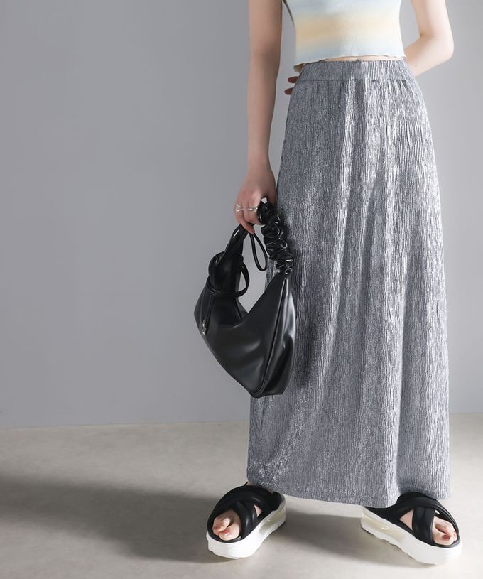 日本 Classical Elf - 小華麗光澤纖細修身長裙-黑