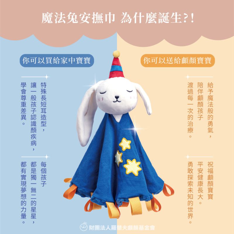 【羅慧夫顱顏基金會】魔法兔安撫巾愛心義賣