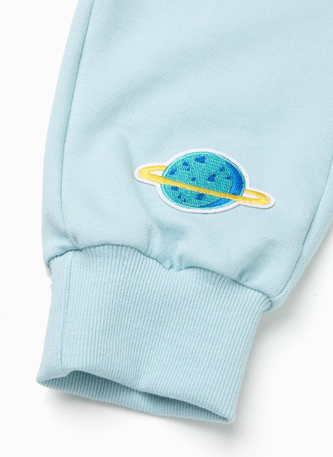 韓國 OZKIZ - 太空宇宙遊休閒長袖套裝-天空藍