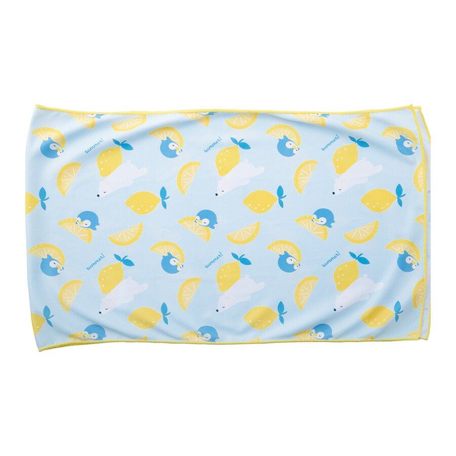 日本 LIV HEART - 抗UV水涼感巾(附收納袋)-檸檬企鵝 (30x100cm)