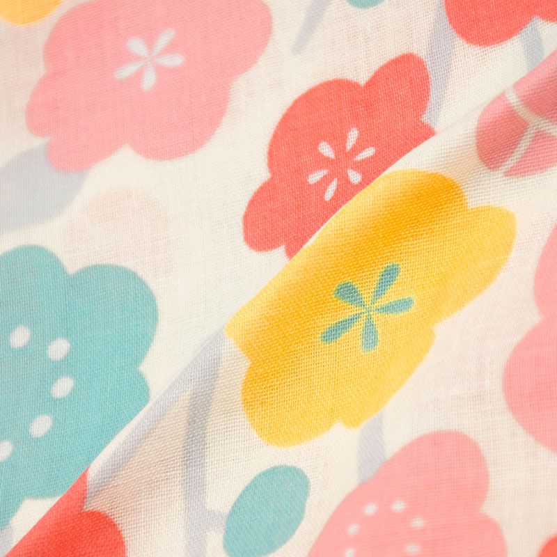 akachan honpo - 甚平包屁衣-可愛小花-米白色