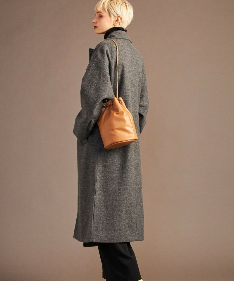 日本 COOCO - 軟皮束口水桶包/肩背包-杏