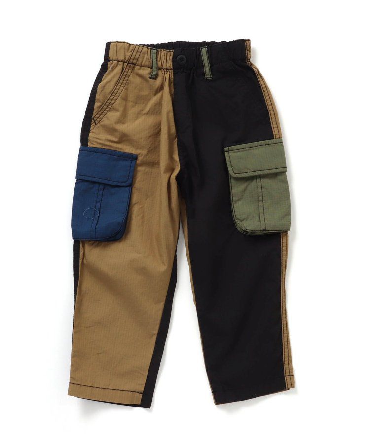日本 BREEZE - 輕便工裝風！防撕材質耐穿長褲-卡其x黑撞色