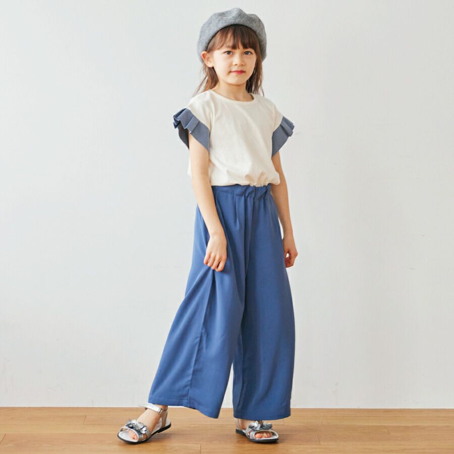 日本 evercloset - 背後優雅荷葉摺邊短袖上衣-象牙白x磚橘