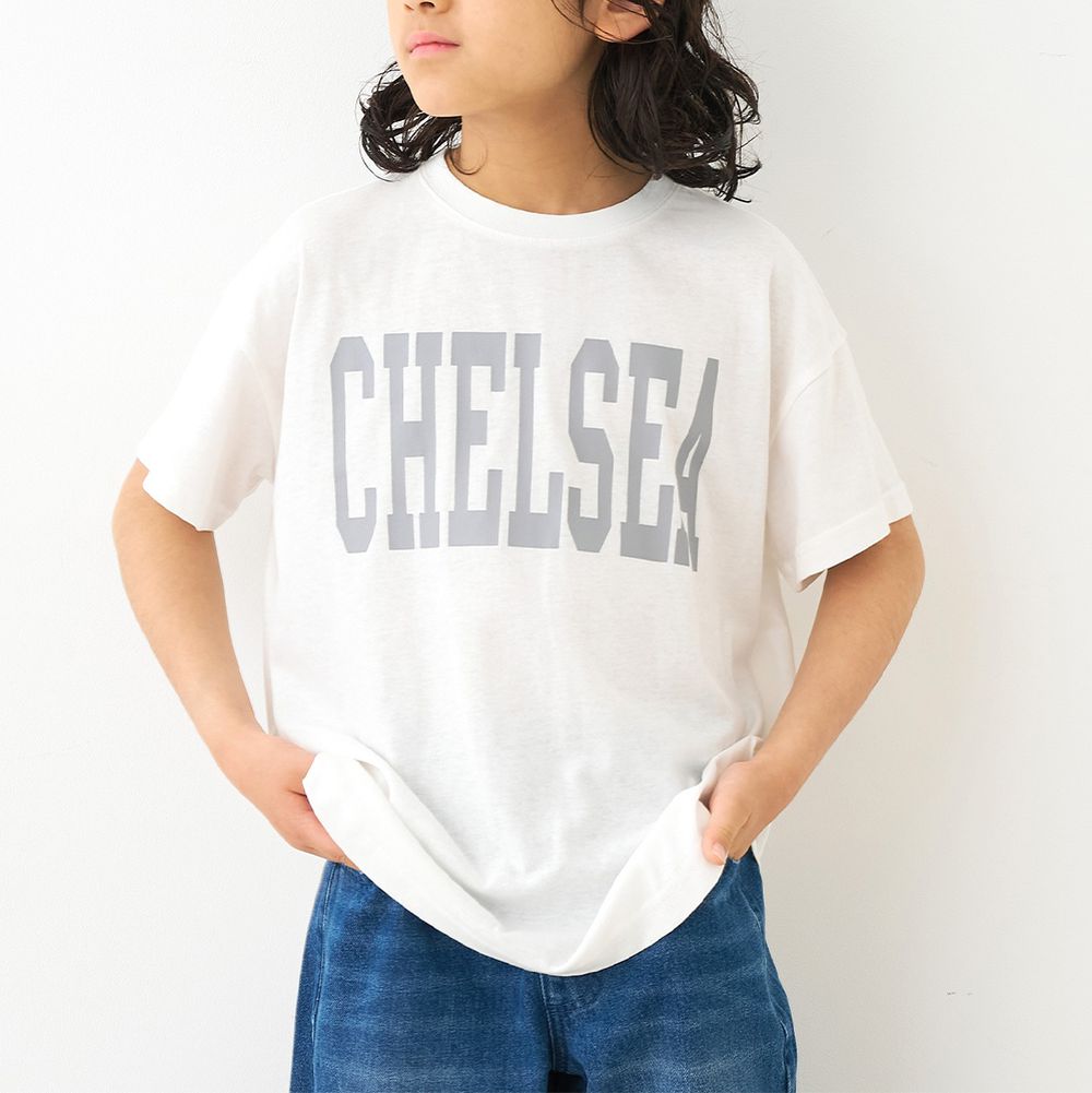 純棉學院風圓弧休閒短袖上衣(小孩)-CHELSEA-白