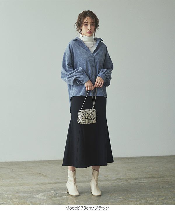 日本 Kobe Lettuce - 顯瘦剪裁修身魚尾長裙-淺杏