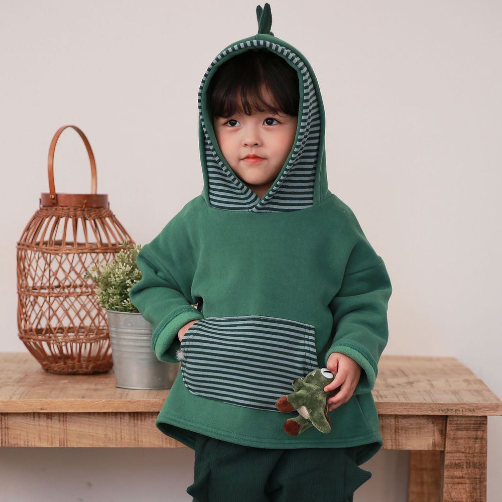 韓國 Coco rabbit - 恐龍娃娃百寶袋連帽T-綠