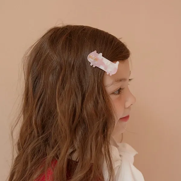 日本 Lycee mine - 大理石紋療癒貓咪髮夾-象牙白 (F)