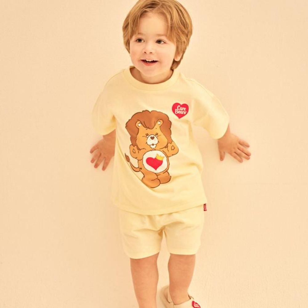 聯名款獅子熊熊短袖套裝-淺黃