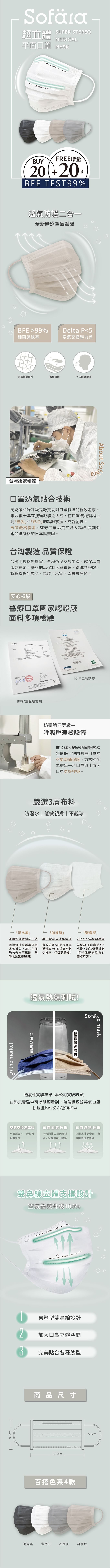 舒芙氧Sofära - 成人超立體口罩-裸膚金 (9.5X17.5cm)-40入/盒