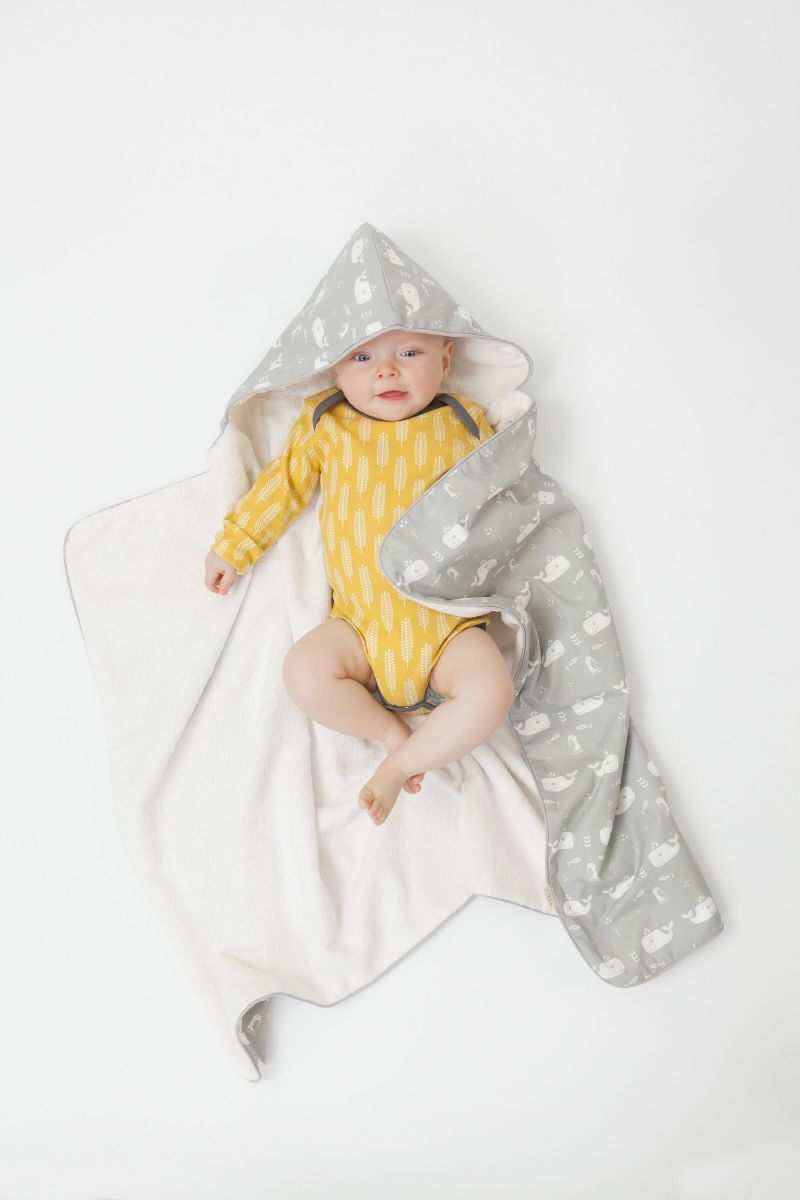 荷蘭 FRESK - 有機棉嬰兒浴巾/保暖毯-蜜桃天鵝