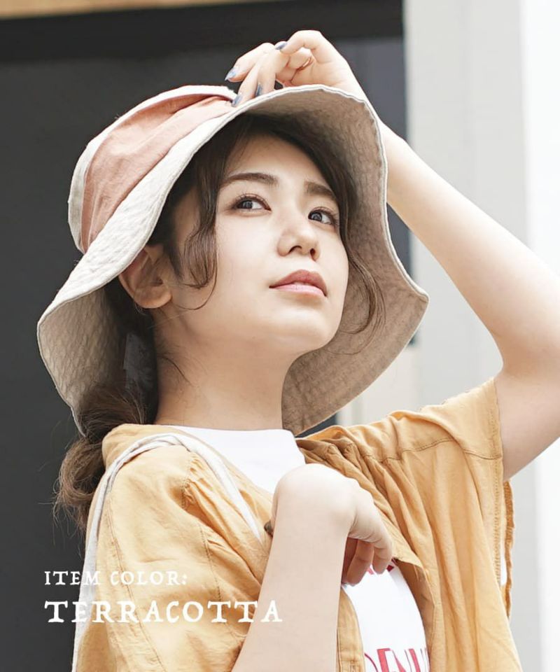 日本 zootie - 棉麻透氣寬帽簷遮陽漁夫帽(頭圍約58cm)-珊瑚橘