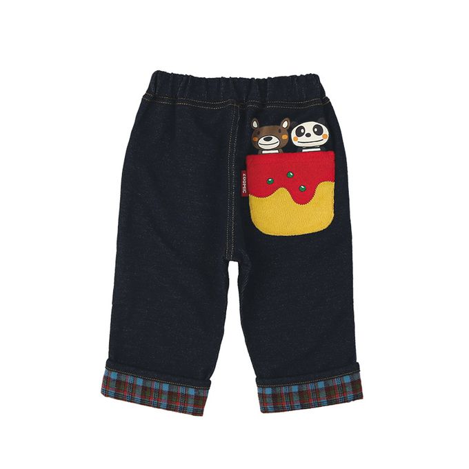 日本 ZOOLAND - 柔軟舒適格紋七分褲-蛋包飯口袋-海軍藍