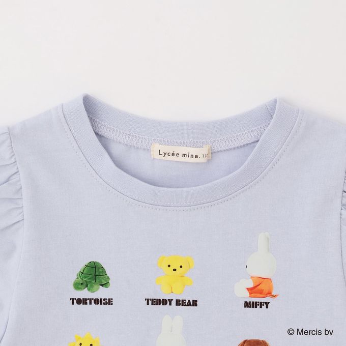 日本 Lycee mine - miffy聯名 速乾抗皺印花泡泡短袖上衣-粉紅