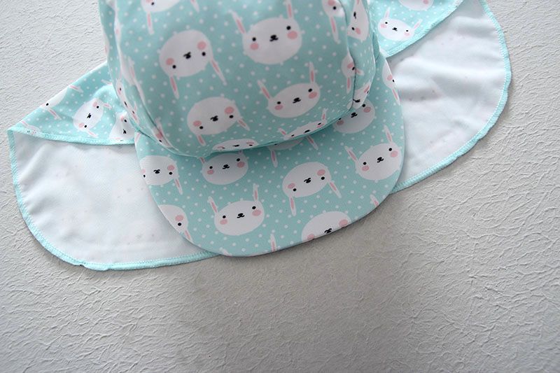 女寶長袖連身泳裝(附帽子)-兔子-淺藍色