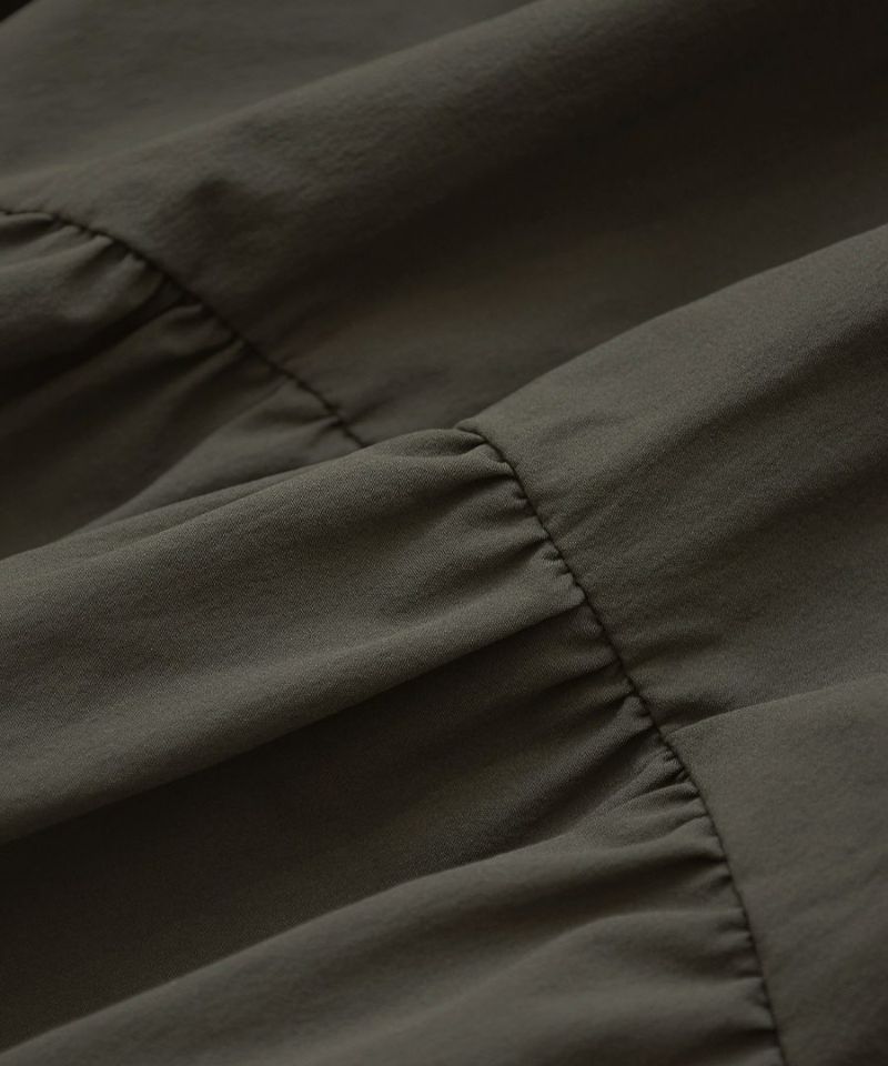 日本 zootie - 層次滾邊修身長裙-深軍綠