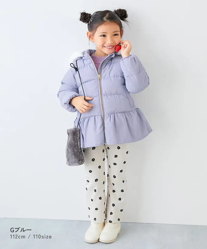 日本 devirock - 甜美下擺輕暖纖維羽絨外套(毛帽可拆)-淺藍紫