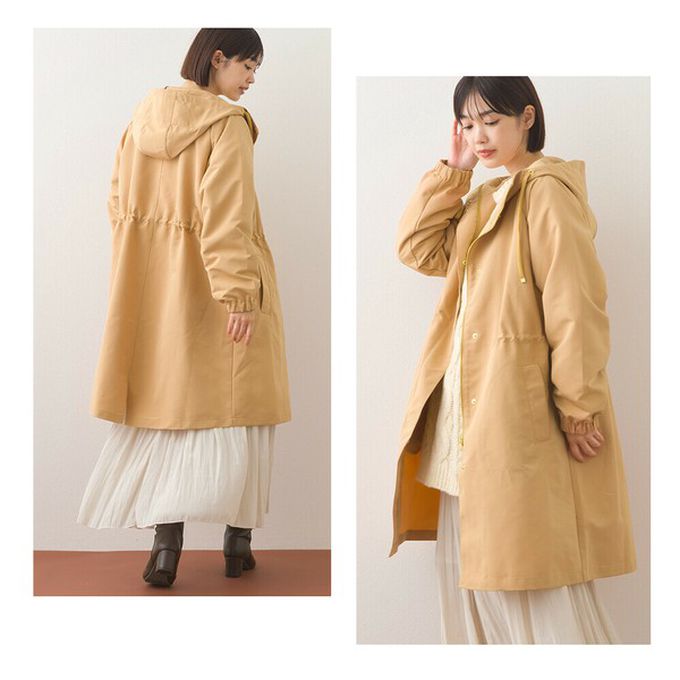 日本 OMNES - 潑水加工 派克連帽風衣長版外套-寶藍