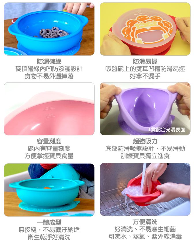 MARCUS＆MARCUS - 兒童學習餐具豪華5件組-貓熊款(圍兜+學習筷+吸盤碗含蓋+訓練杯+餐墊)