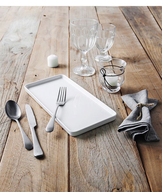 韓國 SSUEIM - LEED系列莫蘭迪陶瓷長方形淺盤L (白色)