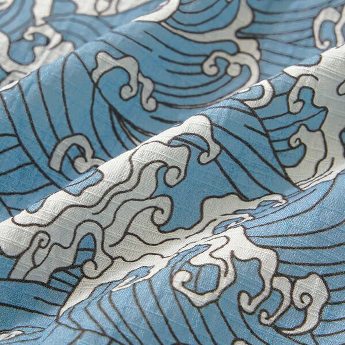 日本 b-ROOM - 100%棉 夏季甚平套裝-幾何-深藍