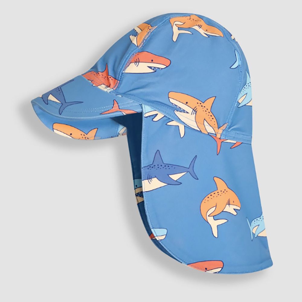 嬰幼兒/兒童泳裝戲水UPF50+防曬護頸遮陽帽-鯊魚群