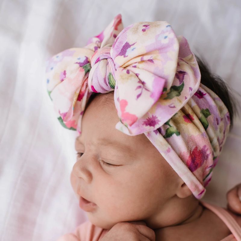 美國baby bling - 純手工極優雅細緻輕柔微彈性/毫無束縛感蝴蝶結髮帶/髮飾_印花菲比系列-紫羅蘭