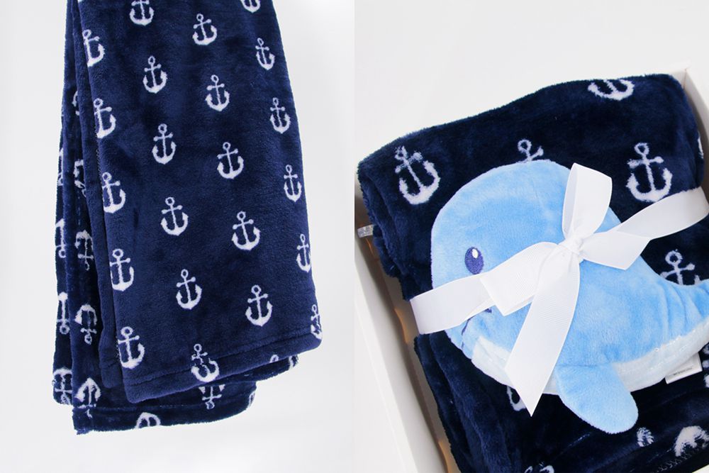 HUDSON BABY - 彌月禮盒-毛毯+安撫玩偶-海洋鯨魚