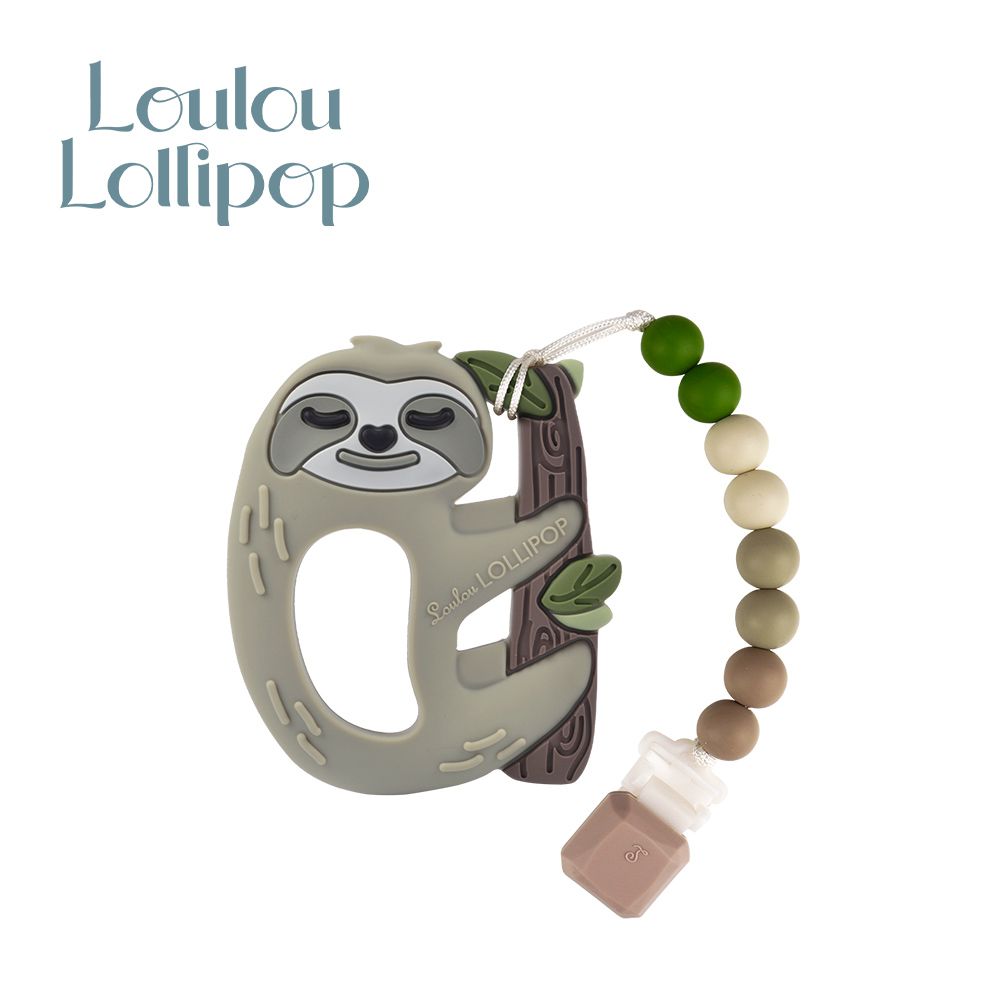 Loulou Lollipop - 加拿大 造型固齒器/奶嘴鍊組 - 樹懶系列-森林系