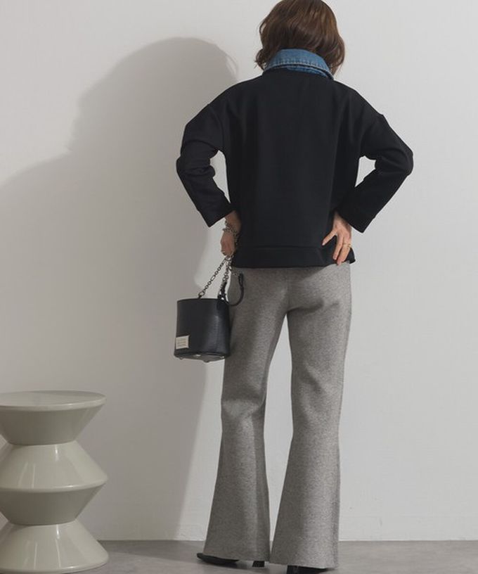 日本 ELENCARE DUE - 牛仔領層次感厚磅休閒長袖上衣-灰