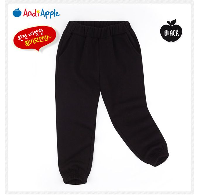 韓國 AndiApple - 冒險字印假兩件內刷毛連帽套裝-黑