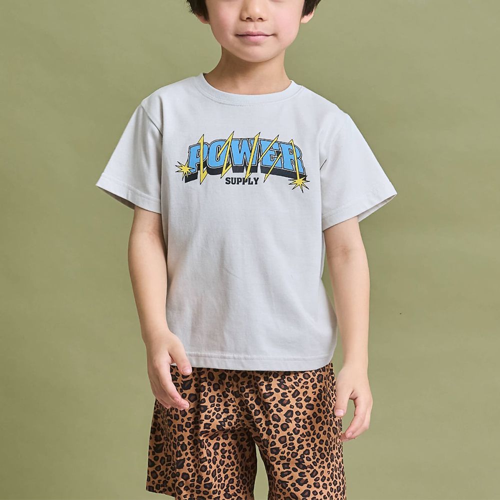 防污速乾印花短袖上衣-電力POWER-象牙白