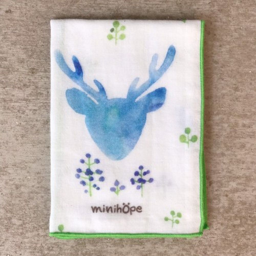minihope美好的親子生活 - 消失中的水鹿-有機棉雙層紗手帕 (28x28cm)