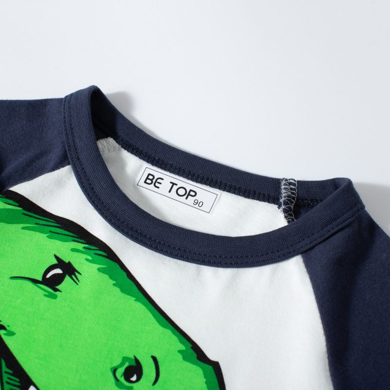 BE TOP - 純棉立體短袖上衣-邪惡胖胖恐龍-黃色