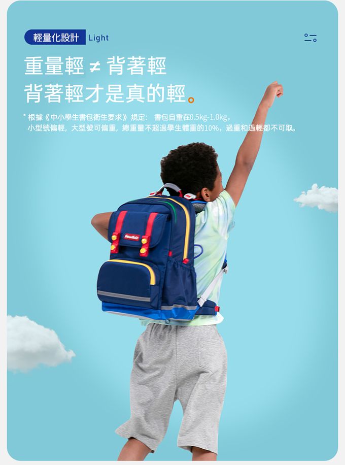MoonRock - 護脊書包-SP200 淺藍色成長型2023款 適用身高:120-160公分-21L